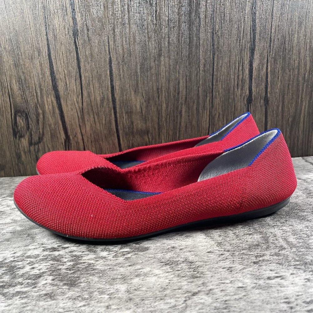 Rothy’s The Flat Women’s 8 Red Round Toe Knit Slip On Ballet Flats - Picture 4 of 9